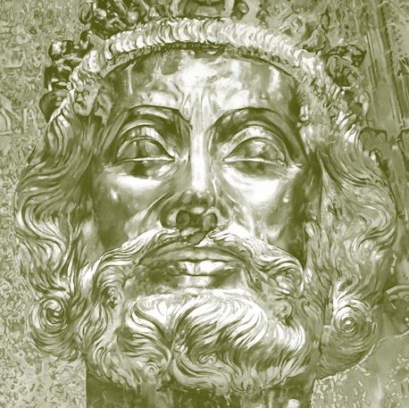 Illustration von Kaiser Karls Kopf in goldenen Farbtönen